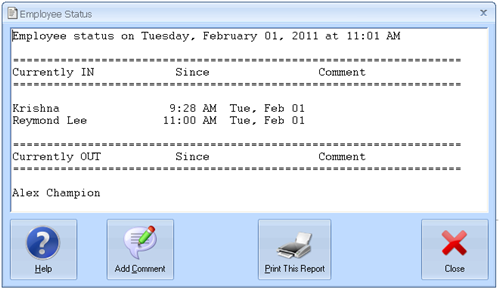 time clock employee status